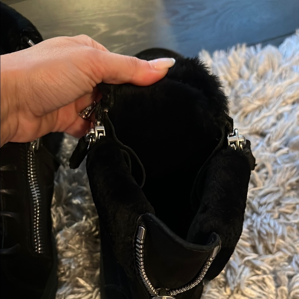 Giuseppe Zanotti Black Suede High-Top Sneakers with Silver Zippers - Picture 5 of 9